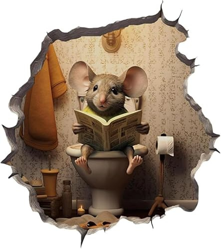 Funny Mouse Wall Decal, Mouse Hole Wall Art Stickers, Realistic 3D Mouse Hole Wall Art Stickers for Wall Corner Decoration DIY Bedroom Living Room Home Decor