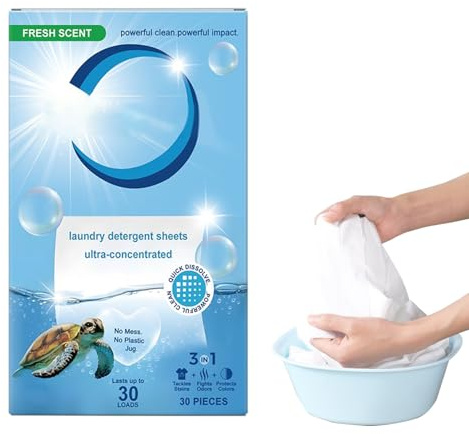 Feuilles de Lessive,30 Lingettes détachantes pour vêtements | Parfum & Protection des couleurs pour tissus délicats voyage camping