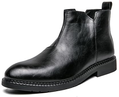 Chelsea - Botas de vestir para hombre con cremallera lateral, estilo casual, sin cordones, estilo Chukka Oxford, Black, 44 EU