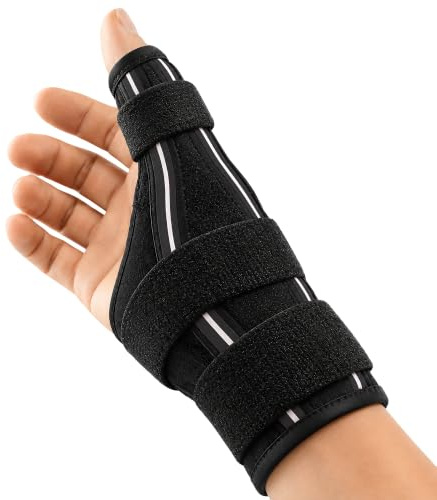 EASICUTI Daumenbandage Rechts und Links, Daumenschiene zur Unterstützung bei Schnellfinger, Sehnenentzündung, Arthritis, Verstauchungen, Schmerzlinderung, für Herren und Damen, Schwarz/Weiß