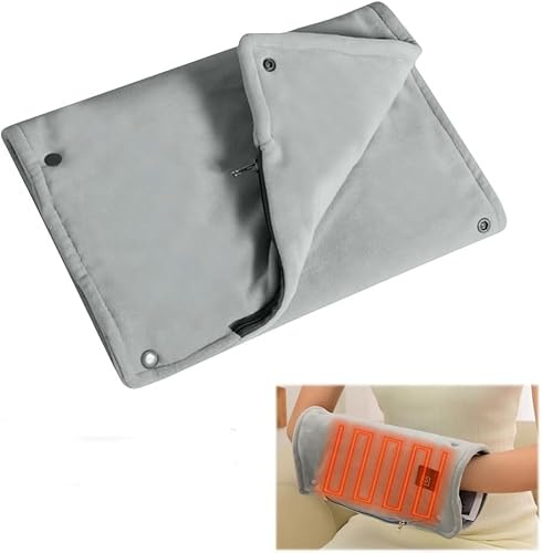 Mineup USB Heizkissen, 30 x 60cm 5V Elektrisches Heizkissen, 45-55 °C Faltbar Waschbar Elektrische Wärmekissen, Wärmekissen Elektrisch für Rücken Nacken Schulter, Haustierwärmer, Grau