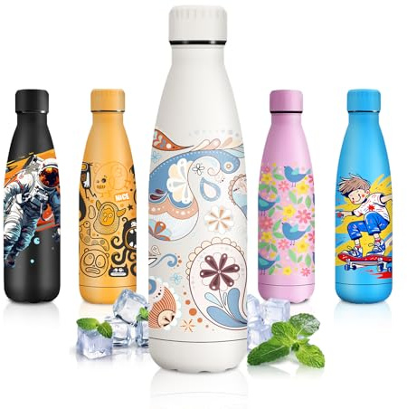 JAPORIA Botella Termica 500ml, Botella Termica Personalizada, Cantimplora Acero Inoxidable, sin BPA, Termos para Escuela, Adultos, Deporte