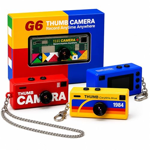 DETAILFORGE Nano Cam G6 Mini Kamera im Retro Charme Design, Kids Kamera Schlüsselanhänger Digitalkamera Thumb (Rot)