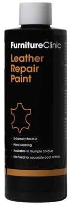 Furniture Clinic Leather Repair Paint & Dye | Self Seal Colourant for Quick and Easy Leather Repair | Suitable for Leather Sofas, Leather Car Seat, Shoes, Handbag, and More - Black, 1L