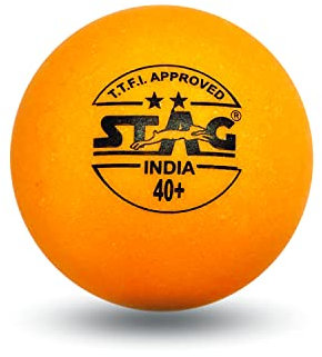 Stag Two Star Plastic Table Tennis Ball, 40mm Pack of 3 (Orange)