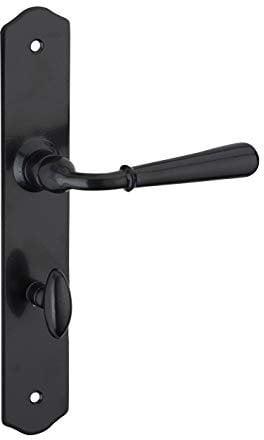 THIRARD - Ensemble de Poignées pour Salle de Bain Charon - Acier Patiné - Condamnation - Carré 7 mm - Entr'Axes 195 mm - Usage Salle de Bain et Toilette - Finition Esthétique - Gris