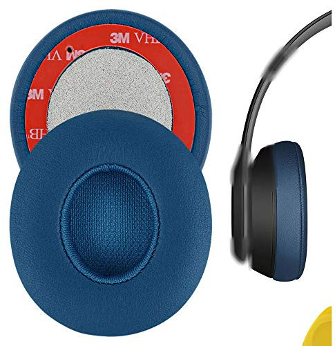 Geekria QuickFit Replacement Ear Pads for Beats Solo 2 (B0534) & Solo 3 (A1796) Wireless On-Ear Headphones, Ear Cushions (Pop Blue)