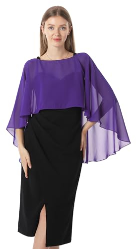 Hotshawl Capelets für Frauen Chiffon Cape Schals und Wraps für Abendkleid Hochzeit Umhänge Cover Up, Violett, Einheitsgröße