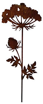 Wunderschöner & Hochwertiger Gartenstecker – Rost Blume/Blumenstecker – Große Auswahl – Edelrost Dekoblume – Metall Gartendeko (Wilde Möhre - Länge 100cm)
