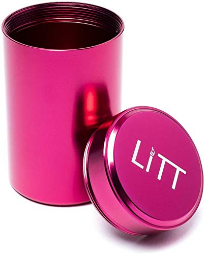 Litt Stash Storage Herb Jar 9cm - Airtight Clear Stash Jar for Herb Storage, Smell Proof Container, Glass Storage Jar, Refillable Herb Container, Decorative Storage Jars for Kitchen Counter, Pink
