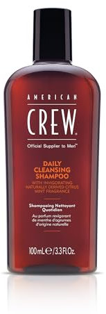 AMERICAN CREW – Daily Cleansing Shampoo, 100 ml, Pflegeshampoo für Männer, Haarprodukt ohne Silikone, Haarshampoo mit Citrus und Minze Duft, für gesund aussehendes Haar, vegan