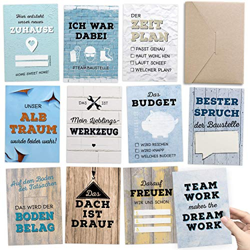Kipitan Geschenk für Bauherr & Bauherrin - 30+1 Meilensteinkarten Hausbau als Bautagebuch für Häuslebauer INKL. Glückwunschkarte & Geschenkbox – kreative Geschenkidee für die Hausbauer Baustelle