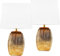 BRUBAKER 2er Set Tisch- oder Nachttischlampen - 38 cm - Gold - Keramik Lampensockel - Schirme Weiß