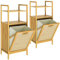 2x Meuble en bambou 2 en 1 avec étagères panier à linge intégré 43L Meuble de rangement salle de bain 95 cm