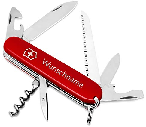 Victorinox Camper Taschenmesser mit Gravur I Geschenk für Männer I Geschenke zum Geburtstag I Messer mit Gravur I Schweizer Taschenmesser personalisiert I 13 Funktionen