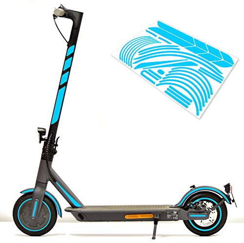 Aufkleber-Set (30-teilig) Sticker-Set auf 35x24cm Bogen geeignet für Doc-Green ESA 5000 1919 Xiaomi M365 E-Scooter (Hell-Blau)