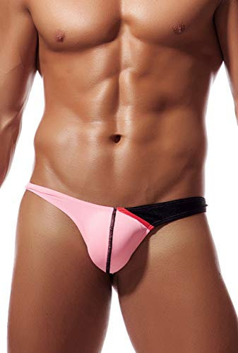 Newsywell Hommes String en Soie de Glacée Tanga Bikinis Bulge Pouch Micro Low Rise Briefs Élastique Slip Underwear sous-Vêtements Rouge X-Large