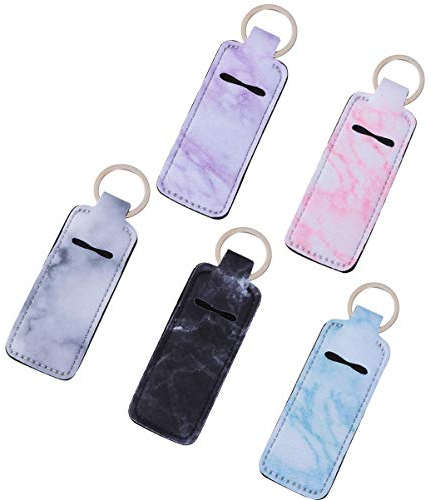 FRCOLOR 5 Stück Chapstick Halter Schlüsselanhänger Clip auf Leere Reisegröße Flasche Schlüsselringhalter Neopren Flaschenhülle Tasche für Reisezubehör