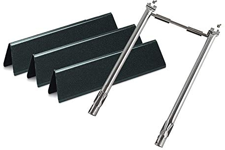 69785 Tubo bruciatore con 7635 Flavorizer Bars per Weber Spirit 200 Serie, guide aromatiche e bruciatori a gas di ricambio per Weber Spirit I & II E210/220, S210, S220 (con pomelli anteriori del