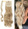 S-noilite Clip in Extensions Haarteil Zopf Pferdeschwanz Gewellt Haarverlängerung Real Natürlich Kunsthaare Wie Echthaar Wrap on Ponytail div. Farben 43cm - Sandblond & Bleichmittel Blond