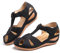Sandale Femme Compensées Confort Mules Été Et Nu-Pieds Plateforme Plate Chaussures Bout Fermé Sandale Bride Cheville 2 Noir 39 EU