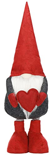 SPRINGOS Weihnachtswichtel Weihnachtszwerg max. 84 cm Teleskopbeine Herz skandinavischer Zwerg Weihnachtsdekoration