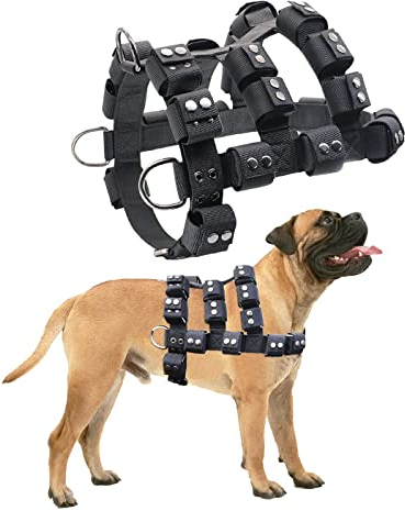 Walktime, Hundegeschirr für Kleine Mittel Große Hunde No Pull, Hundegewichtsweste, Taktisches Hundegeschirr für Pit Bulls mit Taschen (Einstellbares Gewicht),Gewichtsverlust, Spazierengehen, Muskel