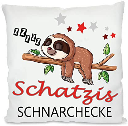 Schnarchecke Kuschelkissen |Geschenk| Eltern Mama, Papa, Tante, Bruder, Schwester | Fotokissen | Motivkissen | bedrucktes Kissen | Baumwolle | Kissen | Motivkissen (mit Kissenfüllung, Schatzi)