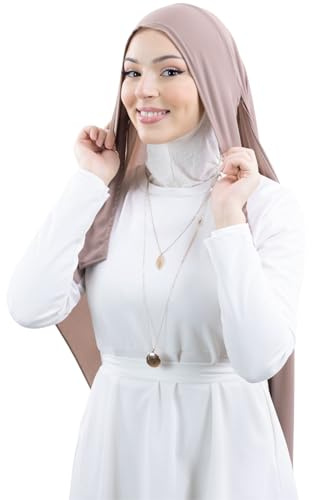 HE900 Luxus Crêpe Hijab für muslimische Frauen, zum Binden, taupe, 180X70 CM