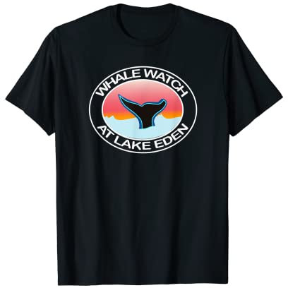 Lustige Wal-Uhr am See Eden Vermont Schwanz Wasser Sonnenuntergang T-Shirt
