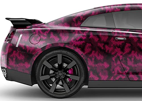 Design Auto-Folie Hexagon Camouflage 3D Car-Wrapping blasenfrei 1500x150cm (Pink)