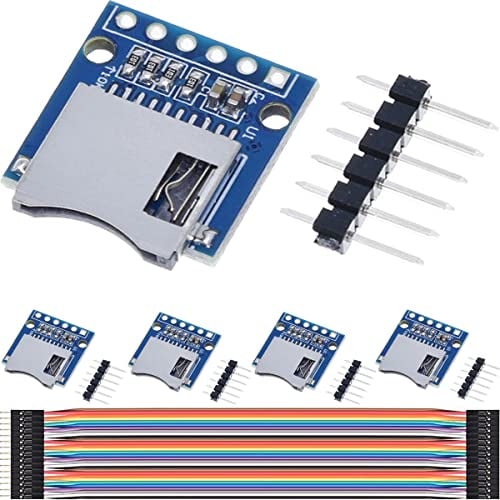 DAOKAI SPI Reader,Micro-SD-Kartenmodul TF Karte Memory Card Shield Modul SD-Schreiber mit Pins und Dupont-Kabel,Kompatibel mit Arduino Raspberry Pi(5 STÜCKE)