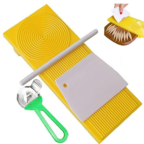 bopely 4 Pcs Gnocchi Board Set, Garganelli Board, Gnocchi Stripper and Scraper, Diy Spaghetti Macaroni Pasta Maker Kitchen Gadget