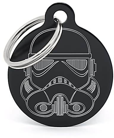 PERDIDUS Placa para perro personalizada STORMTROPPER. Grabado del nombre y teléfonos.