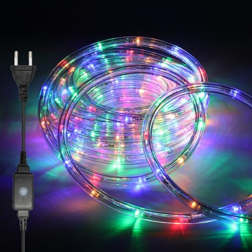 Gimisgu Lichterschlauch Aussen 20m Led Schlauch Bunt 480 Led Lichtschlauch mit Timing Controller Lichtschlauch Außen IP20 Wasserfest Lichterschlauch Innen für Balkon Party Hochzeit