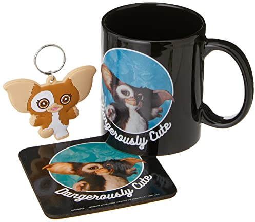 Gremlins Geschenkset Tasse, Untersetzer und Schlüsselanhänger in Geschenkbox (Dangerously Cute Design) - Offizielles Lizenzprodukt