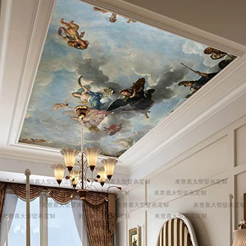 TANYANG Benutzerdefinierte Mammut Wandbild Sofa Dach Hintergrund 3D Tapeten Für Wohnzimmer Schlafzimmer Decke Winkel Öl Gemälde Foto Tapete 3D 400Cm(W)×280Cm(H)