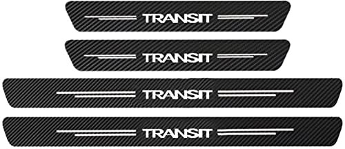 EAGLEG 4pcs Door Sills Scuff Plate Sticker for Fo-rd Fiesta Focus Etc Multi Model Series, Carbon Fiber Car Door Sill Protector Film Welcome Pedal Plate Guards Strip Car Styling Accessories, TRANSIT