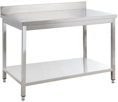 GastroHero Edelstahl Arbeitstisch I Arbeitstisch 120x60 cm mit Grundboden und Aufkantung I Edelstahltisch für Gastronomie I Gasto Tisch AISI 201