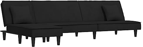 vidaXL Schlafsofa in L Form, Ecksofa mit Schlaffunktion, Bettcouch für Wohnzimmer, Couch Sofa Eckcouch Schlafcouch Samtsofa, Schwarz Samt