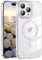 YINLAI für iPhone 15 Pro Hülle Kompatibel mit Magsafe,Handyhülle iPhone 15 Pro Transparent Glitzer Leicht Dünn TPU Bumper PC Schale Cover Case Schutzhülle iPhone 15 Pro 6.1 Zoll,Crystal Klar