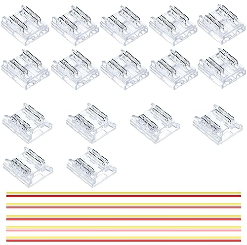 GOMING 10mm CCT COB LED Streifen Steckverbinder Set 4Pin 10 Stück Streifen zu Draht Transparente Lückenlose Steckverbinder 6 Streifen zu Streifen Steckverbinder 5 Stück 15cm Verlängerungsdrähte