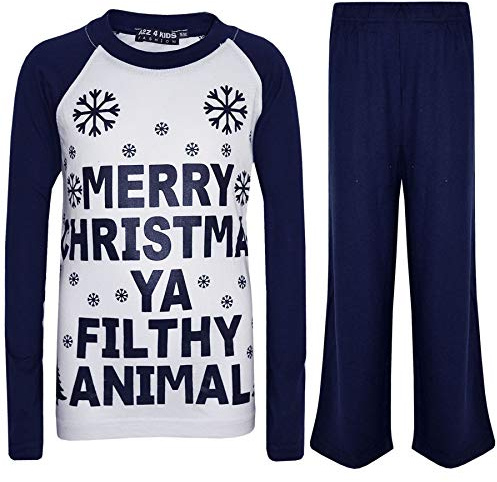 A2Z 4 Kids Girls Boys PJS YA FILTHY Printed Christmas - PJS Ya Filthy Navy 5-6.1