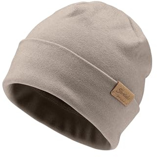 Sterntaler Beanie aus feiner Strickware - Zeitlose Unisex Mütze mit Umschlag - passend für Jungen und Mädchen - Zwei Tragevarianten - bequem und elastisch - Sand, Größe 45
