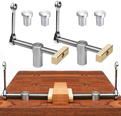 2 Piece Table Workbench Clamp with 4pcs Bench Dogs, Table Workbench Auxiliary Tool Vice Woodworking Desktop Fast Fixed Clip Clamp, DIY Positioning Bench Hole Planing Stop Clamp Set (20mm,Silver)