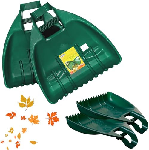 VR7 Leaf Grabbers Pair Rubbish Picker Hand Rakes Heavy Duty Leaf Collector for Outdoor Areas Lightweight and Easy to Use - Forest Green