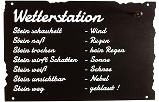 Rost Schild Wetterstein lustig Wetterstation für Stein 42cm x 27,5cm Edelrost Schild Rostdeko Gartendeko rostige Deko Draußen Gartendekoration für den Garten Altdeutsche