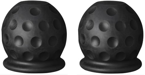 Set: Anhängerkupplung Abdeckung, 50 mm Gummi/Kunststoff Anhängerkupplung Schutzkappe Anhängerkupplung Kugelkopf für Anhänger PKW LKW RV (2 Stück Golfball schwarz)