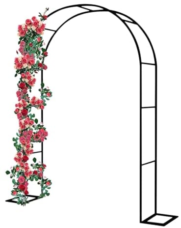 Gartenbogen aus Metall Dekoration Laube Torbogen Stahlrahmen für Kletterpflanzen Stütze für Pergola Gitter breit 1.2m, 1.4m, 1.8m, 2.4m robuster Rosenbögen-Blumenständer(Size:240x220x40CM/7.9x7.2x1.3f