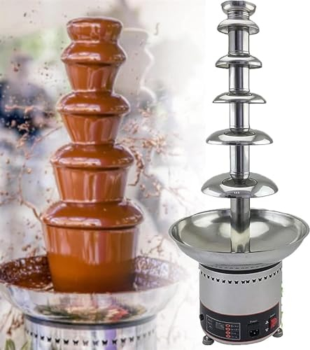 XARONF Fuente De Chocolate Fuente De Fiesta, Máquina Eléctrica De Derretir Chocolate Olla De Fondue De Chocolate De Acero Inoxidable, Salsa BBQ, Rancho, Licores, Plata(6floors)